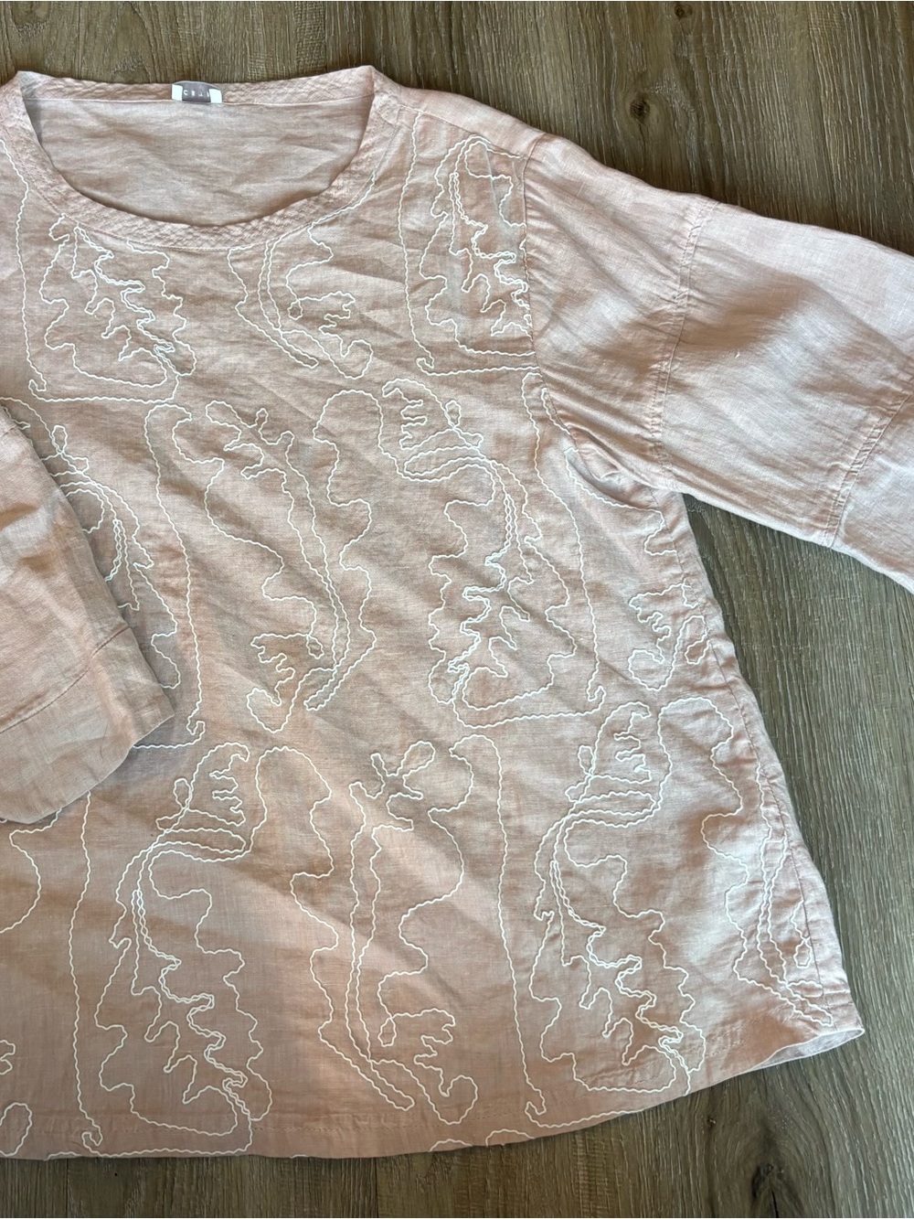 Poetry Pale Pink Embroidered Linen Tunic